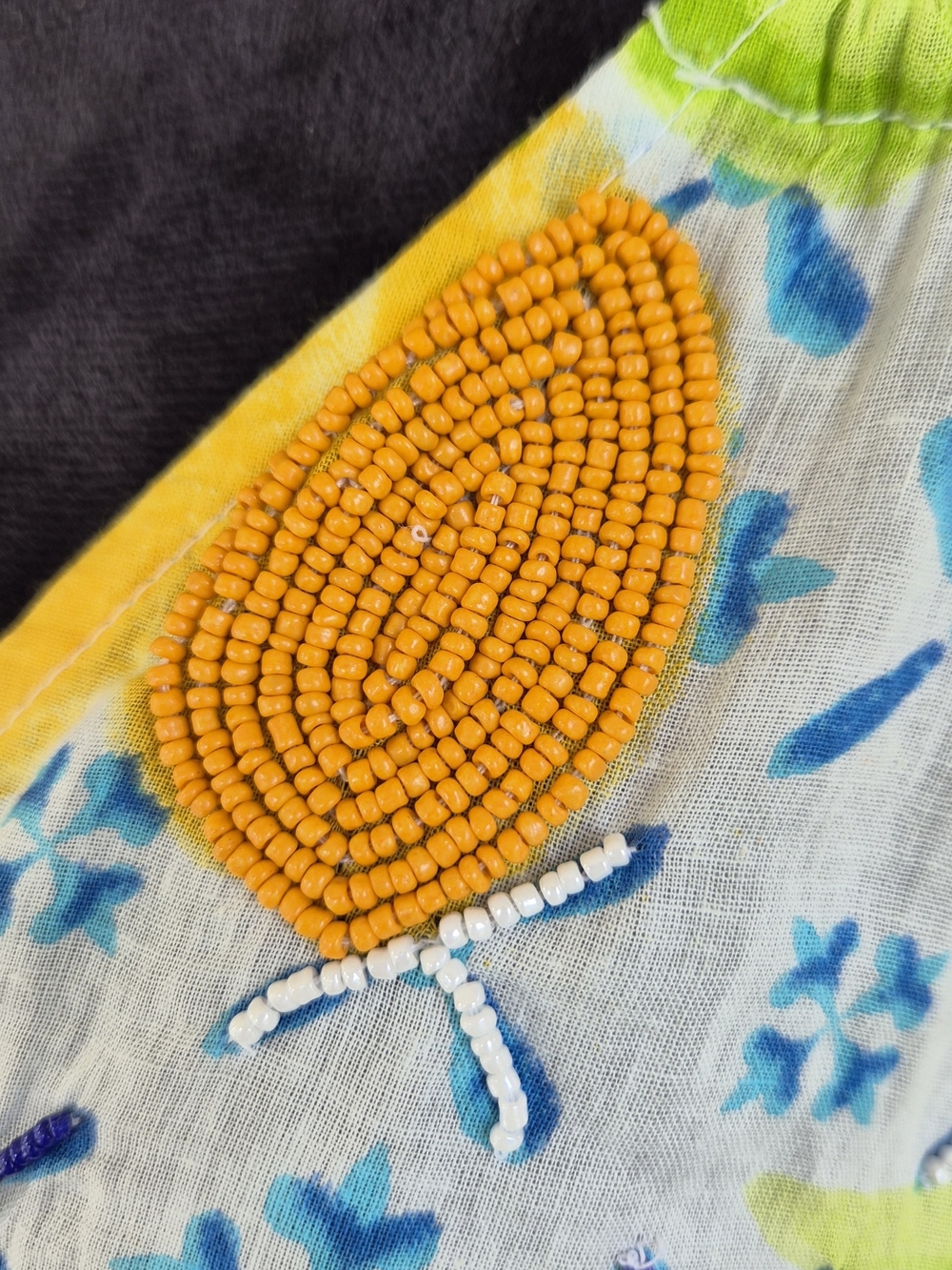 🍋Lemon Tile Print Maxi Dress w/ Beaded Accents-Blue & Yellow - Picture 6 of 10